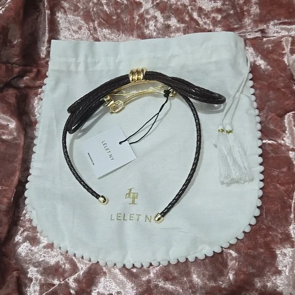NWT Lelet NY Bently Braided Bow Hair Clip Barrette With Dust Bag - Picture 3 of 11